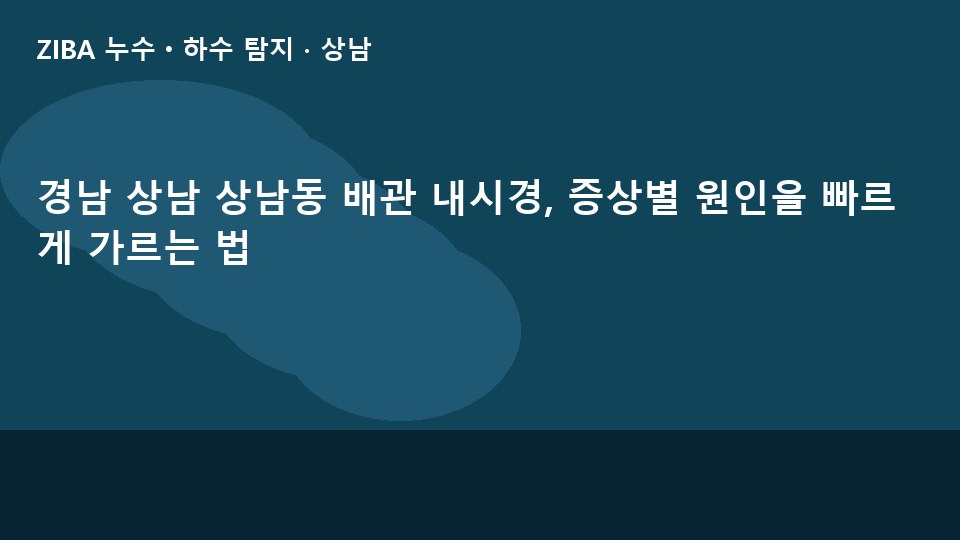 경남 상남 상남동 배관 내시경, 증상별 원인을 빠르게 가르는 법